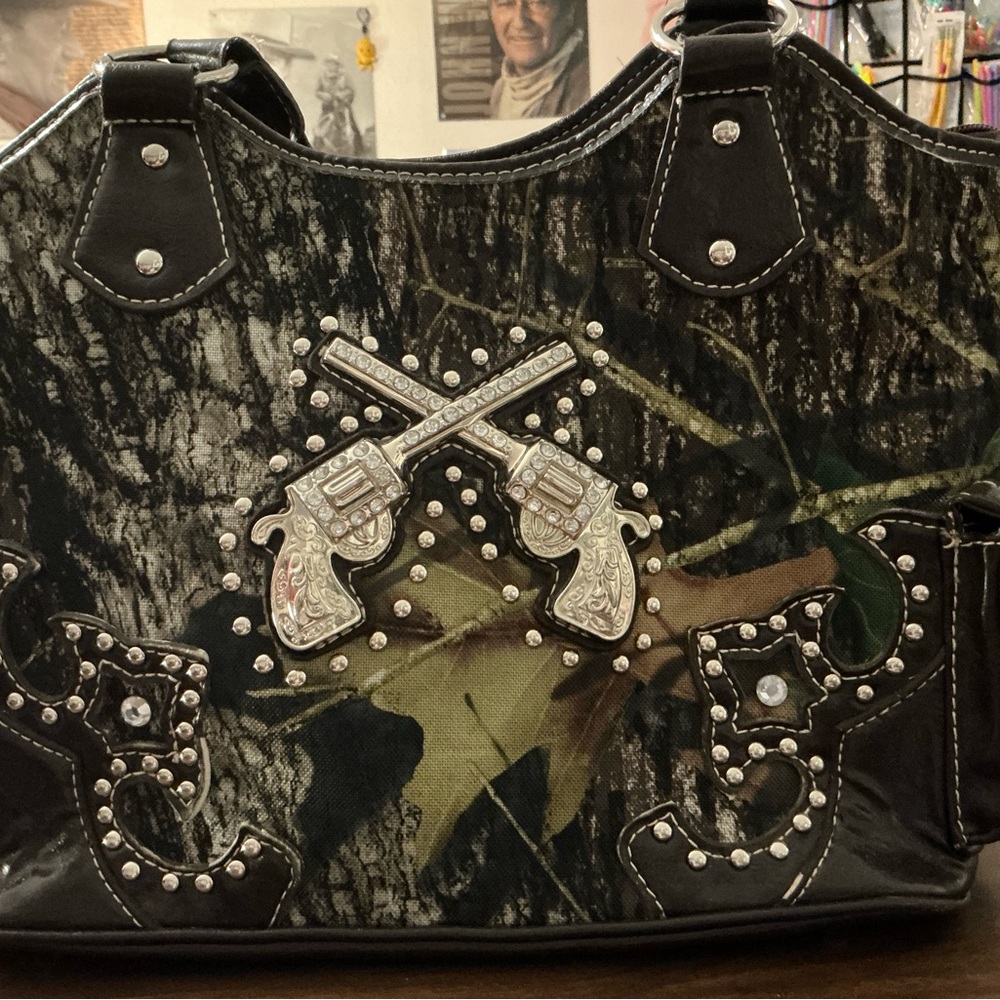 Studded Camouflage Handbag